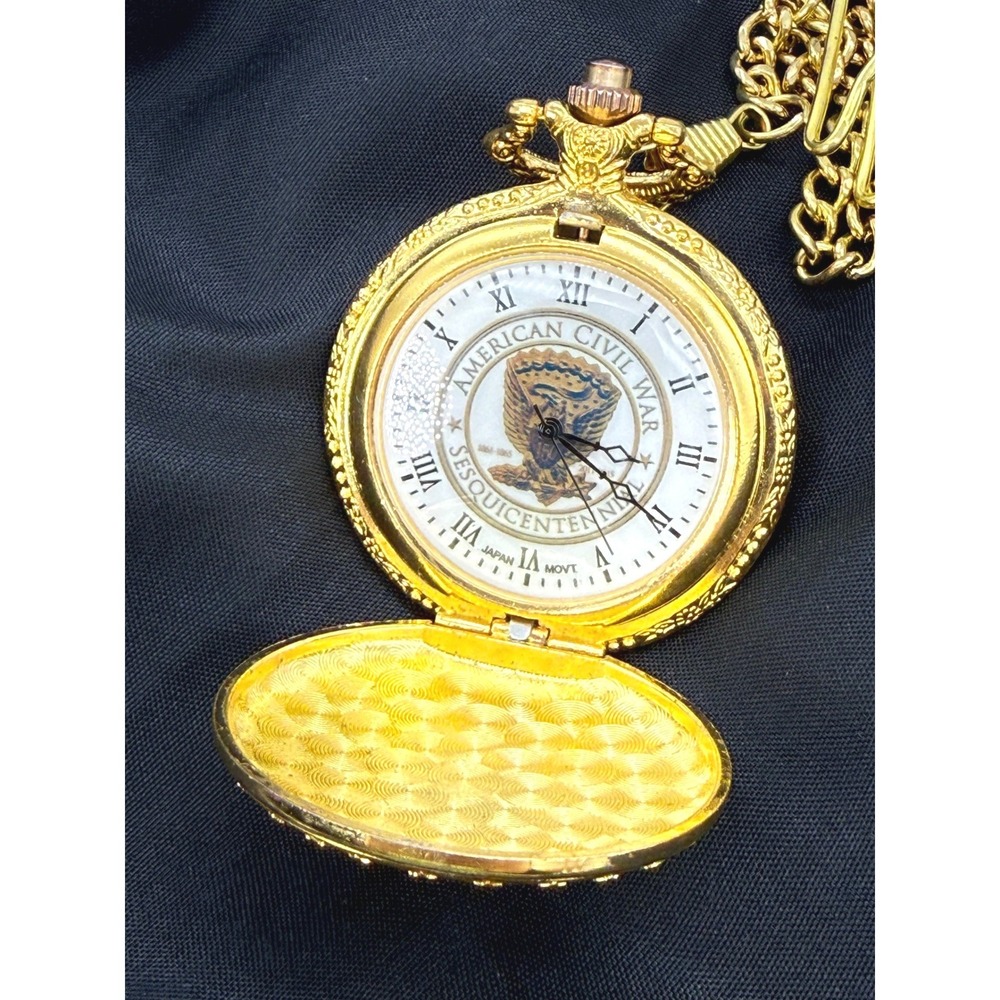 Vintage American‎ Civil War Sesquicentennial Pocket Watch 150th Case Flag Gift